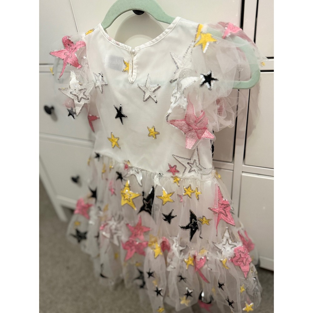 Lola + The Boys Girls White Tulle Sequin Star Dress Size 10 Party Birthday - Picture 7 of 7